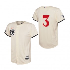 Leody Taveras Youth Texas Rangers Cream 2023 City Connect Replica Jersey