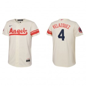 Andrew Velazquez Youth Angels Cream 2022 City Connect Replica Team Jersey