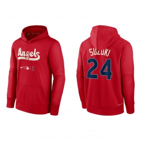 Kurt Suzuki Men's Angels Red 2022 City Connect Authentic Collection Therma Performance Pullover Hoodie