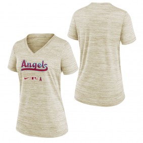 Women's Angels Cream 2022 City Connect Authentic Collection Velocity Performance V-Neck T-Shirt