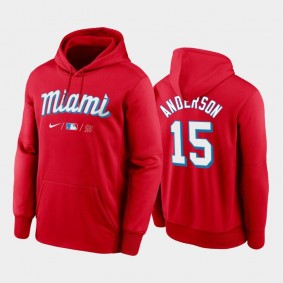 Red #15 Brian Anderson Therma 2021 City Connect Miami Marlins Hoodie