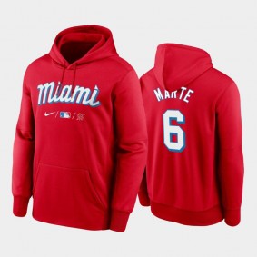 Red #6 Starling Marte Therma 2021 City Connect Miami Marlins Hoodie