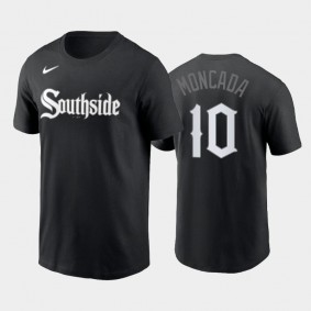 #10 Yoan Moncada Wordmark 2021 City Connect White Sox Black T-Shirt Men's