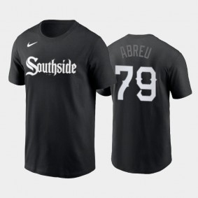 #79 Jose Abreu Wordmark 2021 City Connect White Sox Black T-Shirt Men's