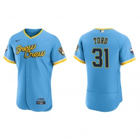 Men's Milwaukee Brewers Abraham Toro Powder Blue City Connect Authentic Jersey