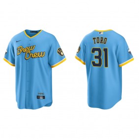 Men's Milwaukee Brewers Abraham Toro Powder Blue City Connect Replica Jersey