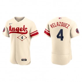 Men's Los Angeles Angels Andrew Velazquez Cream 2022 City Connect Authentic Jersey