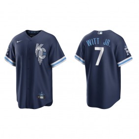 Men's Kansas City Royals Bobby Witt Jr. Navy 2022 City Connect Replica Jersey