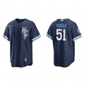 Men's Kansas City Royals Brady Singer Navy 2022 City Connect Replica Jersey