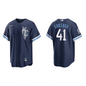 Men's Kansas City Royals Carlos Santana Navy 2022 City Connect Replica Jersey