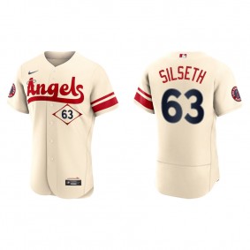 Men's Los Angeles Angels Chase Silseth Cream 2022 City Connect Authentic Jersey