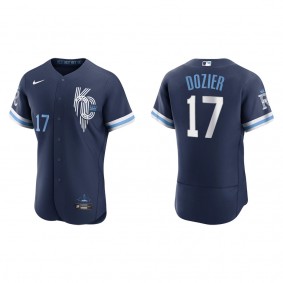 Men's Kansas City Royals Hunter Dozier Navy 2022 City Connect Authentic Jersey