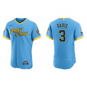 Men's Milwaukee Brewers Jonathan Davis Powder Blue 2022 City Connect Authentic Jersey