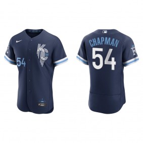 Men's Aroldis Chapman Kansas City Royals Navy City Connect Authentic Jersey