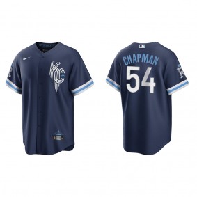 Men's Aroldis Chapman Kansas City Royals Navy City Connect Replica Jersey