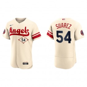 Men's Jose Suarez Los Angeles Angels Cream City Connect Authentic Jersey