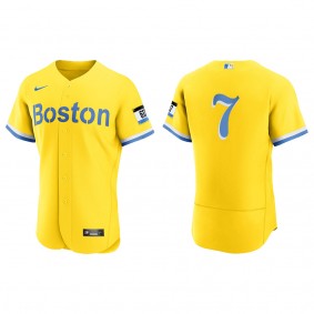 Men's Masataka Yoshida Boston Red Sox Gold Light Blue City Connect Authentic Jersey