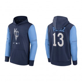 Men's Kansas City Royals Salvador Perez Navy 2022 City Connect Pullover Hoodie