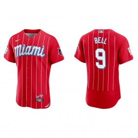 Men's Miami Marlins Josh Bell Red City Connect Authentic Jersey