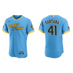 Men's Milwaukee Brewers Carlos Santana Powder Blue City Connect Authentic Jersey