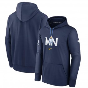 Men's Minnesota Twins Navy 2024 City Connect Authentic Collection Practice Performance Pullover Hoodie