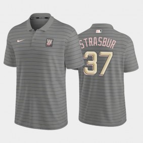 Gray #37 Stephen Strasburg Washington Nationals Franchise Men's 2022 City Connect Polo