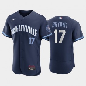 Chicago Cubs #17 Kris Bryant Authentic 2021 City Connect Navy Jersey