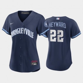 Women's Chicago Cubs #22 Jason Heyward Replica 2021 City Connect Navy Jersey