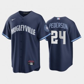 Chicago Cubs #24 Joc Pederson Replica 2021 City Connect Navy Jersey