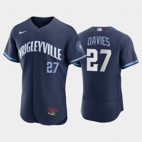 Chicago Cubs #27 Zach Davies Authentic 2021 City Connect Navy Jersey