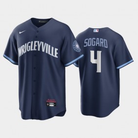 Chicago Cubs #4 Eric Sogard Replica 2021 City Connect Navy Jersey