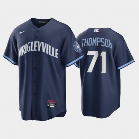 Chicago Cubs #71 Keegan Thompson Replica 2021 City Connect Navy Jersey