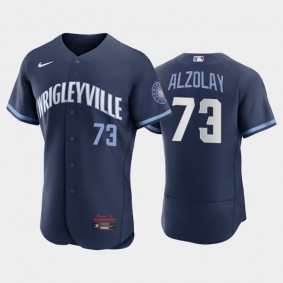 Chicago Cubs #73 Adbert Alzolay Authentic 2021 City Connect Navy Jersey