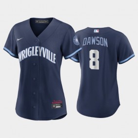 Women's Chicago Cubs #8 Andre Dawson Replica 2021 City Connect Navy Jersey