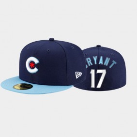 Chicago Cubs Navy #17 Kris Bryant 2021 City Connect 59FIFTY Fitted Men's Hat