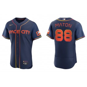 Men's Houston Astros Phil Maton Navy 2022 City Connect Authentic Jersey