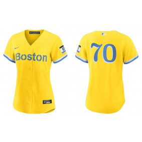 Women's Boston Red Sox Ryan Brasier Gold Light Blue City Connect Replica Jersey