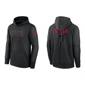 Spencer Steer Cincinnati Reds Nike Black 2023 City Connect Pregame Performance Pullover Hoodie