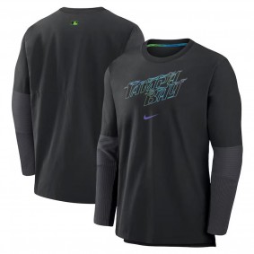 Men's Tampa Bay Rays Black 2024 City Connect Authentic Collection Player Pullover Sweatshirt