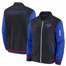 Men's Toronto Blue Jays Black 2024 City Connect Authentic Collection Game Time Full-Zip Bomber Jacket