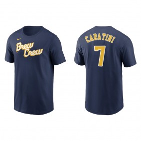 Victor Caratini Brewers Navy City Connect Wordmark T-Shirt