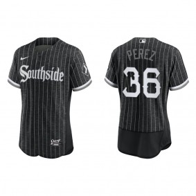 Men's Chicago White Sox Carlos Perez Black City Connect Authentic Jersey