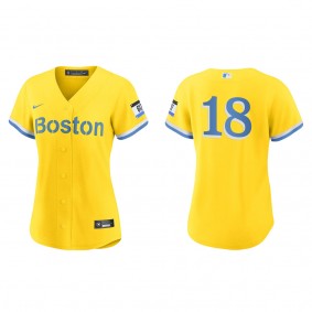 Women's Adam Duvall Boston Red Sox Gold Light Blue City Connect Replica Jersey