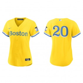 Women's Boston Red Sox Yu Chang Gold Light Blue City Connect Replica Jersey