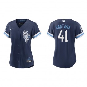 Women's Kansas City Royals Carlos Santana Navy 2022 City Connect Replica Jersey