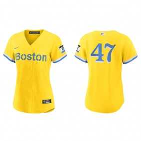 Women's Boston Red Sox Chris Martin Gold Light Blue City Connect Replica Jersey