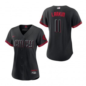 Women's Cincinnati Reds Barry Larkin Nike Black 2023 City Connect Replica Player Jersey