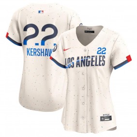 Women's Los Angeles Dodgers Clayton Kershaw Cream 2024 City Connect Limited Player Jersey