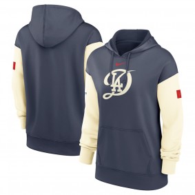 Women's Los Angeles Dodgers Navy 2024 City Connect Authentic Collection Practice Performance Pullover Hoodie