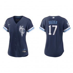 Women's Kansas City Royals Hunter Dozier Navy 2022 City Connect Replica Jersey